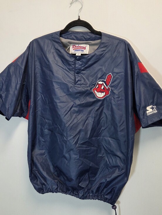 STARTER Other - VTG Starter Cleveland Indians Wahoo Starter Warm-Up Batting Blue Jacket Medium